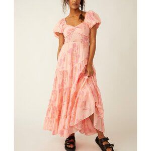FREE PEOPLE Sundrenched Short Sleeve Maxi Dress / Pinky Combo